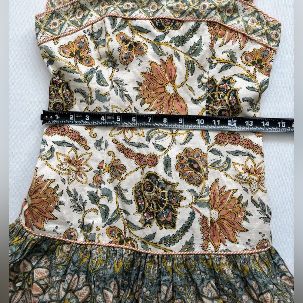 ZIMMERMANN EDIE TIE STRAP MINI DRESS CREAM PAISLEY SZ 1 US 6 - Picture 6 of 12